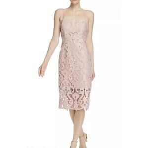 Bardot Light Pink Lina Lace Lined Sheath Midi Tank Dress - Size - 4